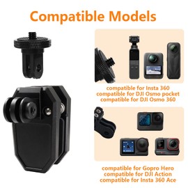 Motorcycle Windshield Camera Mount compatible for Insta 360 X5-X Aluminum Windscreen Clip compatible for Gopro Hero 12-3 Adjustable Clip for Scratch-Free POV Riding Footage compatible for DJI OSMO 360