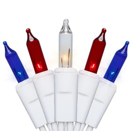 MULTI-SPARKING Patriotic String Lights 35 Count - Clear Christmas Lights White Wire, 4th of July Mini String Lights, Independence Day Lights Decorations, 8.5 Feet Red White Blue Lights