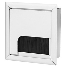 Garosa Organizador de Cables Cuadrado para Escritorio de Computadora con Orificios de Aluminio y Cepillo 4mm para Gestión de Cables y Escritorio Pequeño