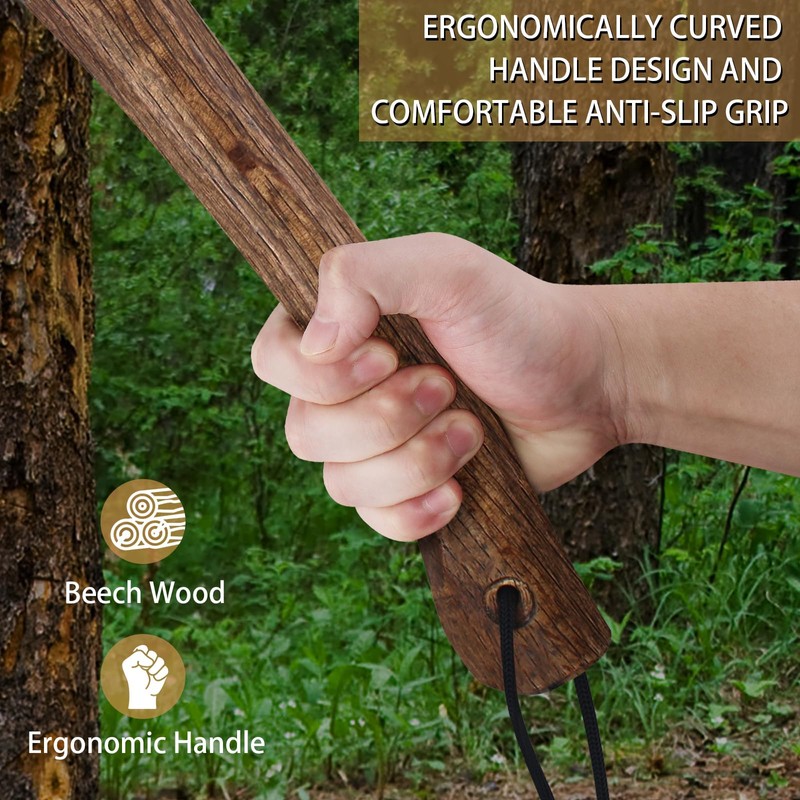 14.4" Hatchet, Camping Hatchet, Hand Forged Axe with Sheath, Bushcraft