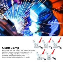 5PCS Hold Down Toggle Clamps,Alloy Steel Toggle Fixture Workpiece Clamp,Quick Release Horizontal Toggle Clamps Vertical Clamp Cam Clamp for Woodworking Jigs and Fixtures, Drill Press, Crosscut Sled