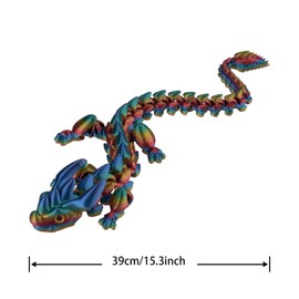 3D Printed Restoration Dragon Figure, Colorful Dragon, 15.35 inch (39 cm) Dragon Gadget Sculpture, Home Decorative Ornament Statue (Sunset Rainbow, 39cm)