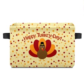 Turkey Thanksgiving Storage Basket Large Foldable Storage Bin Cube Collapsible Organizer for Pantry Bedroom Decor