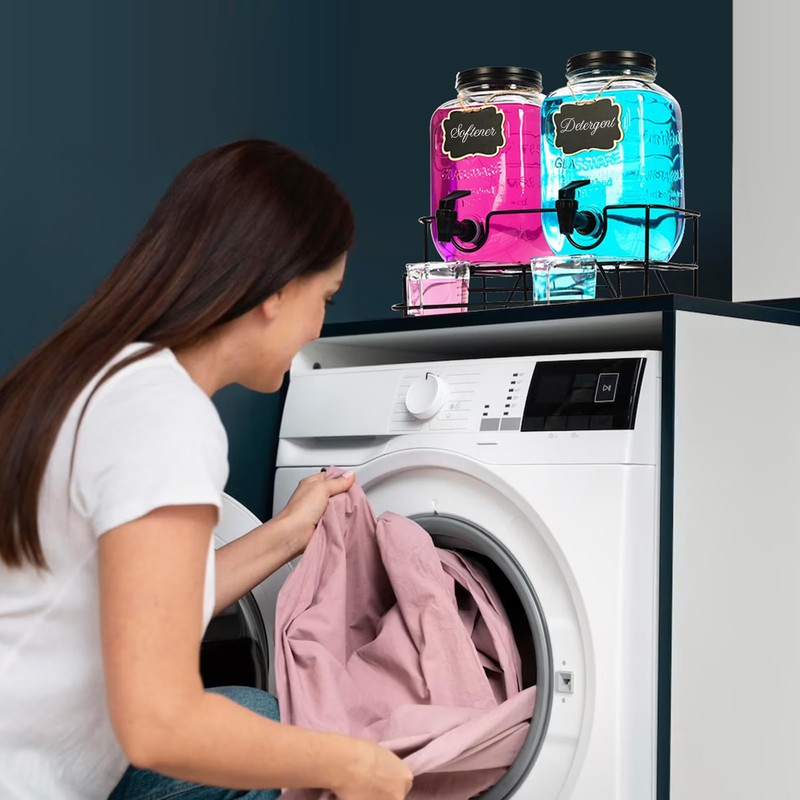 Roetell 2 Sets 1 Gallon Laundry Detergent Dispenser with Stand,
