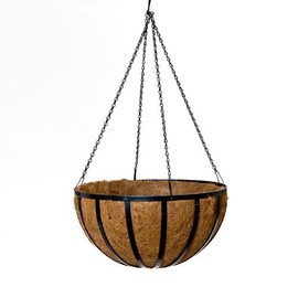 Windowbox English Garden Round Hanging Basket with Extra Thick Coco Coir Liner - 18 Inch_AB