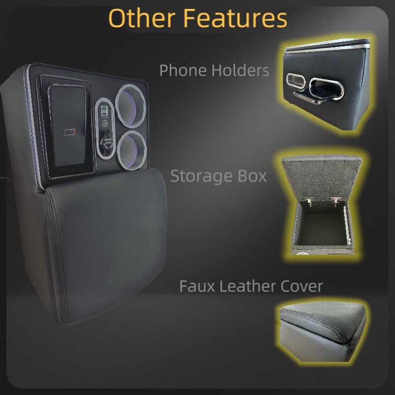 Center Console Armrest Organizer with Wireless Charging Phone Holder &