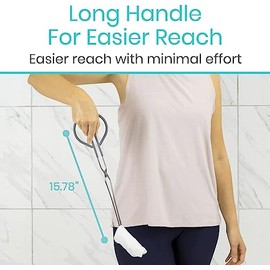 Vive Toilet Aids for Wiping Bottom - Tongs for Toileting, Wiper Reacher Tool, Self Wipe Assist - Handicap Accessories for Daily Living, Limited Mobility - Long Handle