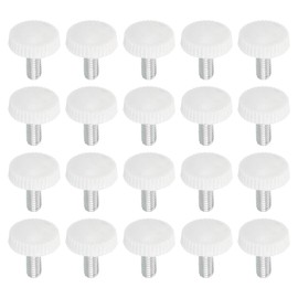 PATIKIL M4x10mm Knurled Thumb Screws, 20 Pack Male Thread Round Clamping Screws Knobs Hand Grip Bolts Mounting Fasteners for Lighting Furniture Hardware White