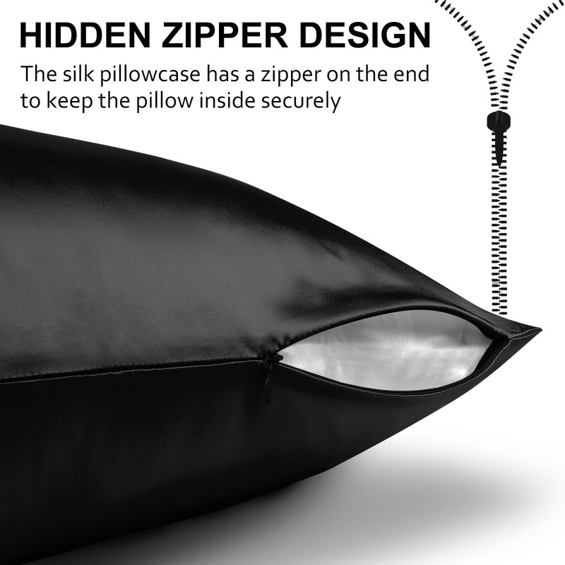 Ravmix Silk Pillowcase for Hair and Skin with Hidden Zipper,
