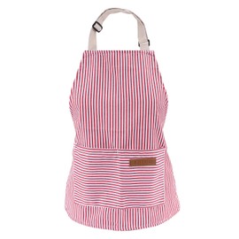 Kids Apron, Children's Striped Aprons with 2 Pockets, Kids Adjustable Cooking Chef Aprons Polyester Cotton Toddler Baking Apron for Boys And Girls (Pink+White)