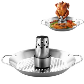 FSHXSDZ Beer Can Chicken Holder for Grill, Stainless Steel Chicken Roaster, Barbecue Grill Rack, Even Cooking, Detachable Dense Hole Chicken Pan, for Indoor Outdoor BBQ, Picnics, Camping.