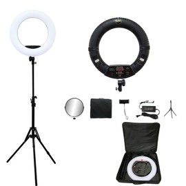 18inch LED Ring Light with Stand and Mirror, 96W Selfie Ring Lamp for YouTube Vlog Live Stream Makeup Beauty Tattoo (Black)