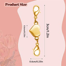 925 Sterling Silver Heart Magnetic Clasp, Double Lobster Closure for Necklace Bracelet, Jewelry Making Connector (2gold+2silver)