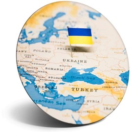 Destination Vinyl ltd Magnet for Refrigerator, Fridge - World Map Ukraine Flag Kiev Travel for Office, Cabinet and Whiteboard, Magnetic Stickers, 46472