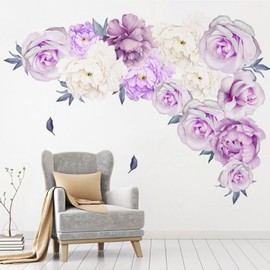 Mestiker Wall Sticker, Pink, Flower, Purple, Plant, Flower, Butterfly, Diy, Wall Sticker, Decorative Plant, Wall Sticker, Removable, Stylish, Scandinavian Wall Sticker, Removable Sticker,