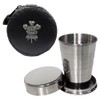 Knight 2oz Collapsible Drinking Cup with Leather Welsh Feathers Case