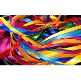 Glitterati 40 metre Satin Ribbon Pack Mixed with Assorted Colours in Satin, 2.5 m x 2 Widths x 8 Assorted Colours