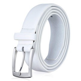 KM Legend Men's Genuine Leather Dress Belt with Premium Quality - Classic & Fashion Design for Work Business and Casual (sWhite, 30)