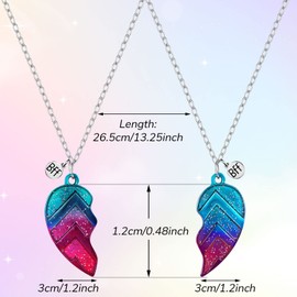 2 Pieces Half Heart Bff Necklace Friendship Necklace for Friend Birthday Party