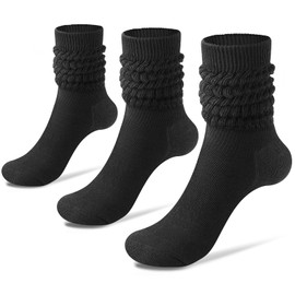 TRIITECH 3 Pairs Slouch Socks Women, Scrunchy Socks for Women Knee High Scrunch Socks Size 5-11