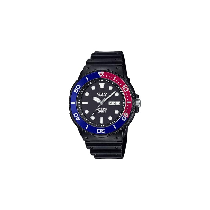 Casio MRW-230HJ Wristwatch, Casio Collection, black/blue bezel