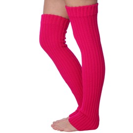Isadora Paccini Women's Extra Long Bold Magenta Magic Ribbed Knit Leg Warmers, LW49-MAGENTA-T1