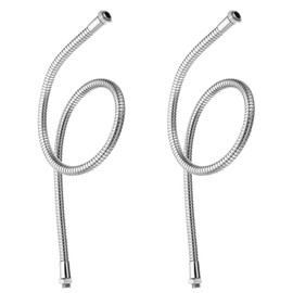 PATIKIL 23.6" Universal Gooseneck Hose, 2 Pcs M10 to M8 Fine Thread Metal Positioning Hose Flexible Arm Tube Extension for Lamp, DIY Equipment, Silver Tone