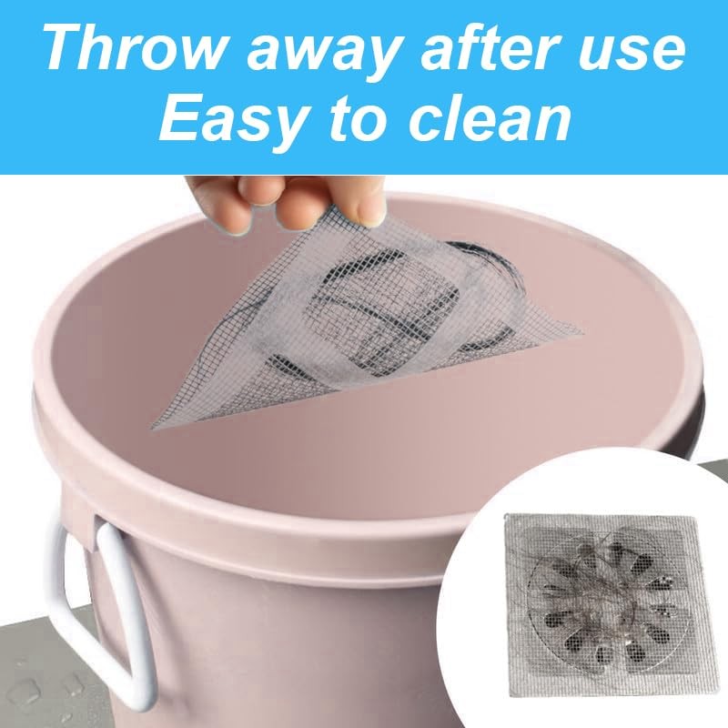 24pcs Disposable Shower Drain Cover 4"x4" Mesh Stickers, Anti-Clog Filter,