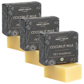 Organic Natural Dog & Pet Shampoo – Unscented & Moisturizing for Dogs with Dry, Sensitive or Itchy Skin – Coconut Milk Conditions The Coat - 3.8 OZ Bar - Chagrin Valley Soap & Salve - 3PK