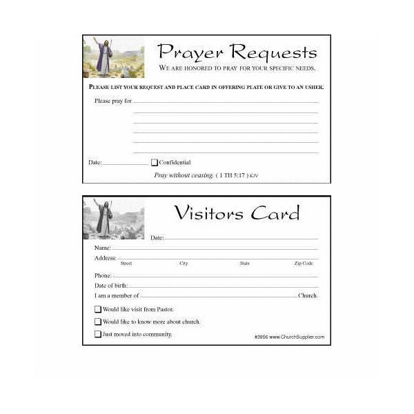 Church Visitor's Card and Prayer Request Cards Bookmarks - 100 Cards