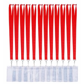 CANWELUX 12 Pack Safety Breakaway Lanyard, Neck Strap with Safety Buckle for ID Badge, Hall Pass Lanyards for Girls and Women(Red,12Pack)