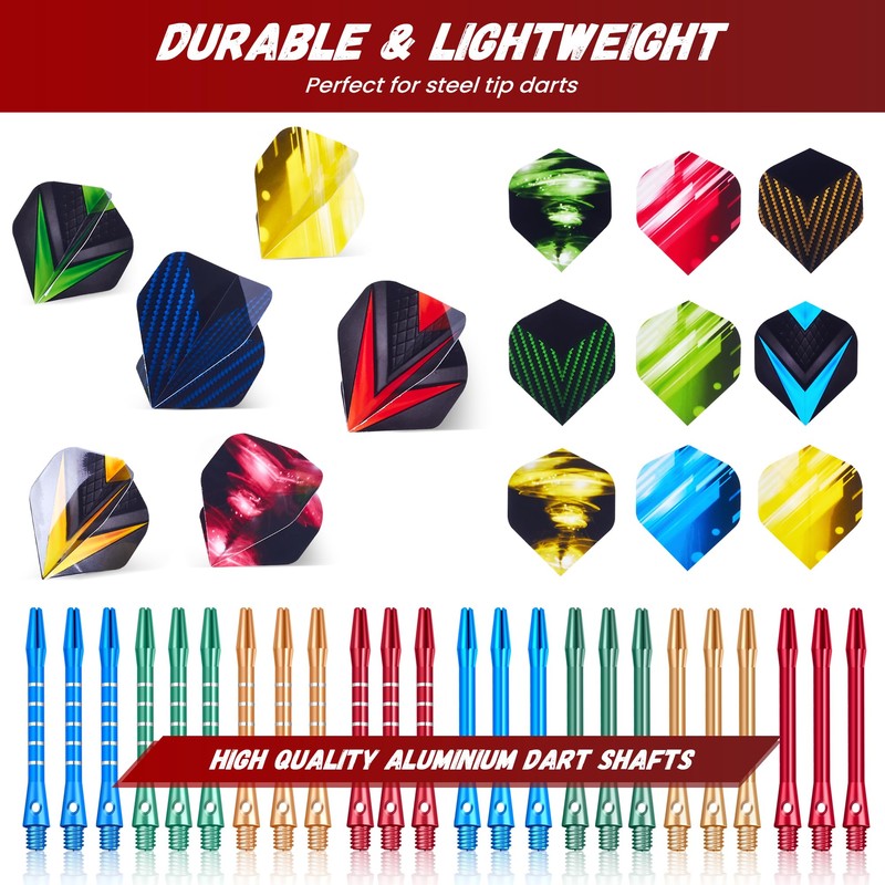centaur 2025 Newest Dart Accessories Kit,48 Dart Flights+24 Aluminium Shafts+Sharpener+Dart