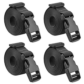 FSSTUD 4 Pcs 2m Long Tie Down Straps Black Nylon Luggage Straps Adjustable Lashing Straps Boat Cover Straps Packing Straps with Plastic Quick Release Buckles