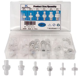 28 Pcs Plastic Check Valve,Plug-in Barb One Way Valve,Vacuum Check Valve for Liquids and Gases(1/8, 5/32, 1/4, 5/16, 3/8, 1/2 inch)