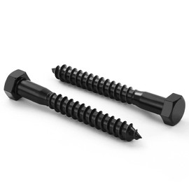 5/16" x 5" Hex Head Lag Screws Bolts, External Hex Drive, Stainless Steel 304, Black Oxide, Hexagon Head Wood Screws, Partial Thread, 10 PCS