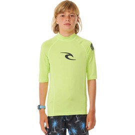 Rip Curl Boys' Brand Wave UPF 50 Short Sleeve Rashguard, Green, 16