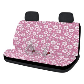 Jodoolang Pink Hibiscus Floral Auto Waterproof Back Seat Covers Protectors for Car Sedan Truck SUV, Women Rear Bench Covers Back Seat Only Auto Interior Accessory
