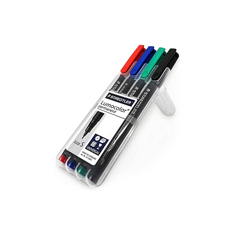 Staedtler Lumocolor OHp Pen Perm Superfine 0.4 Asstd 313 Pk4