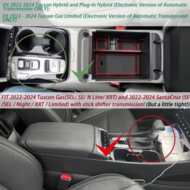 HGWEI Center Console Organizer Tray Compatible with Hyundai Tucson Limited/Hybrid/Tucson Hybrid SEL 2022-2024 Accessories (Automatic Transmission ONLY), Insert Armrest Interior Storage Box, Red
