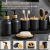 Juego de Accesorios de Baño 7 Piezas, PPBambú Impermeable, Incluye