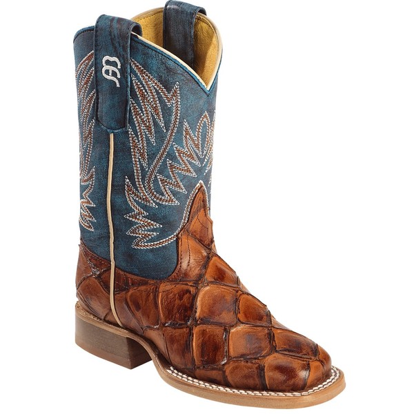Horse Power Boys' Cognac Seas The Day Fish Print Boot