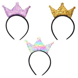 3 Stück Kronstirnband, Paillettenstirnband, Süßes Zeichentrickband, Mädchenstirnband, Party -Stirnband, Kleidungszubehör.