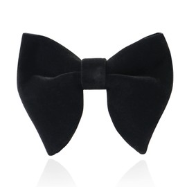 HOULIFE - Pajaritas de terciopelo para hombre, estilo preatado, corbatín de esmoquin de gran tamaño, color sólido, formal para hombre, para bodas, fiestas, Negro -, 4.7×3.9″