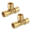 sourcing map Brass Tee Pipe Fitting, 1/8" x 1/8" x