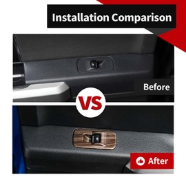 Voodonala for F-150 2015-2020 Window Lift Panel Cover Trims for Ford F150 2015-2020 Interior Decoration Accessories(ABS,4Pcs/Set,Wood)