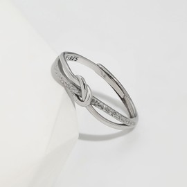 Meissa Knotenringe für Damen, 925 Sterling Silber Verstellbare Ringe Vergoldeter Statement Ring Mutter Tochter Knotenring Freundschaftsringe, Silber