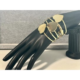 Unbranded 3 Vintage Gold Heart Old Stock Bracelet Blanks Spring Loaded Lot DIY Craft Lot