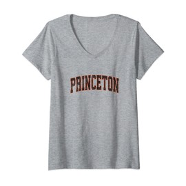 Womens Princeton New Jersey NJ Vintage Athletic Sports V-Neck T-Shirt