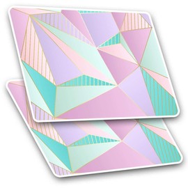Rectangle Stickers (Set of 2) 10cm - Girls Geometric Art Deco Pattern Fun Decals for Laptops,Tablets,Luggage,Scrap Booking,Fridges, #21580