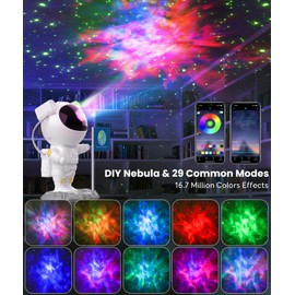 FOMYHEARD LED Starry Sky Projector Astronaut Night Light, DIY 256 RGB Nebula Galaxy Projector with App Control, Bluetooth Speaker and Timer, Star Projector Lamp for Children and Adults